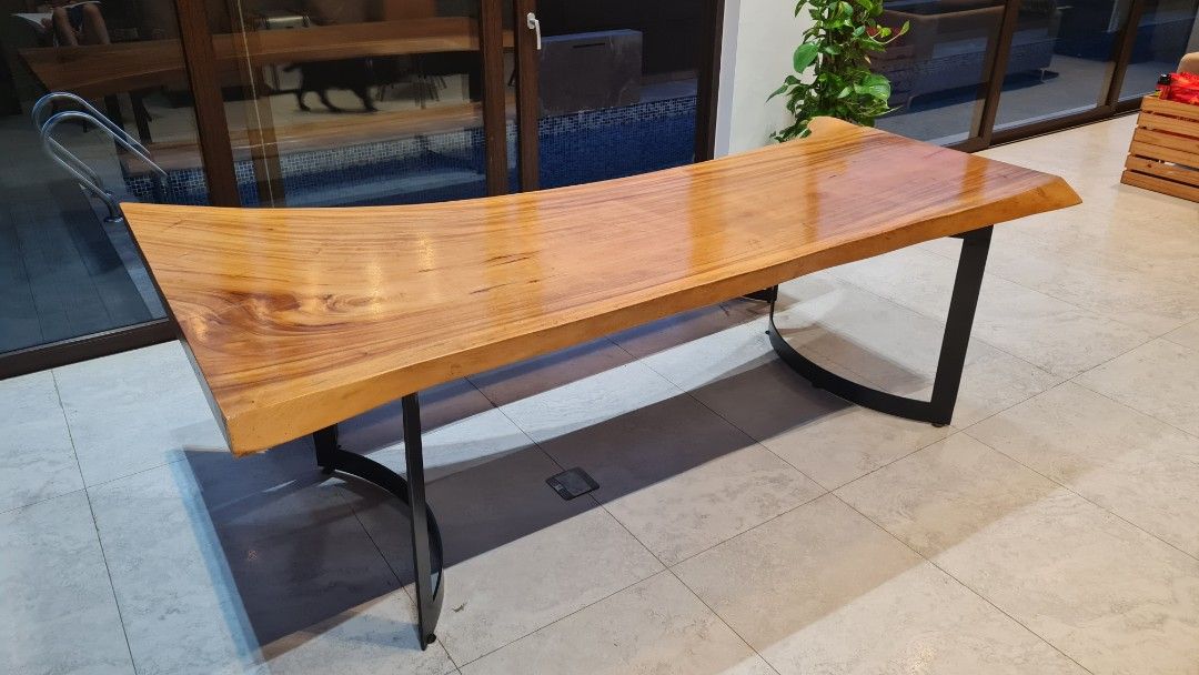Dining Table (Category: Tables & Sets) located in Singapore. Submitted by wyngoh2002 (Listing ID 1249918459, Image 3). Description: Solid single piece Suar Wood dining table L250 W115 H79.