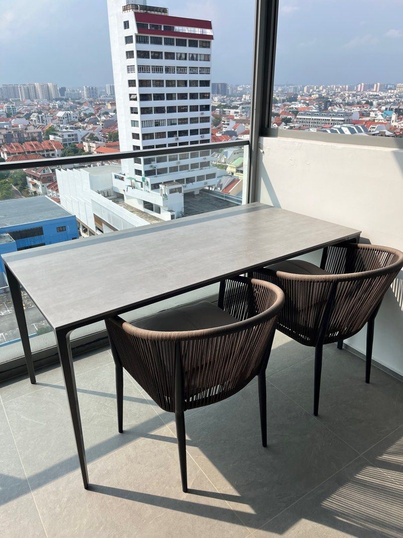 Dining Table Set (Category: Tables & Sets) located in Singapore. Submitted by timetotravel (Listing ID 1249900976, Image 1). Description: Outdoor suitable Self collect/ to arrange delivery on your own Dining Table – SINTERED STONE LONG ISLAND GREY Size: L1600 x W800 x H750mm Bought at $500.