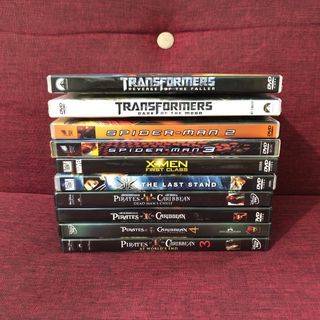DVDs PHP200 each (Transformers, Spider-Man (Tobey Maguire), X-Men, Pirates Of The Caribbean)