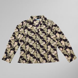 ella j Collared Blouse Shirt Button Floral