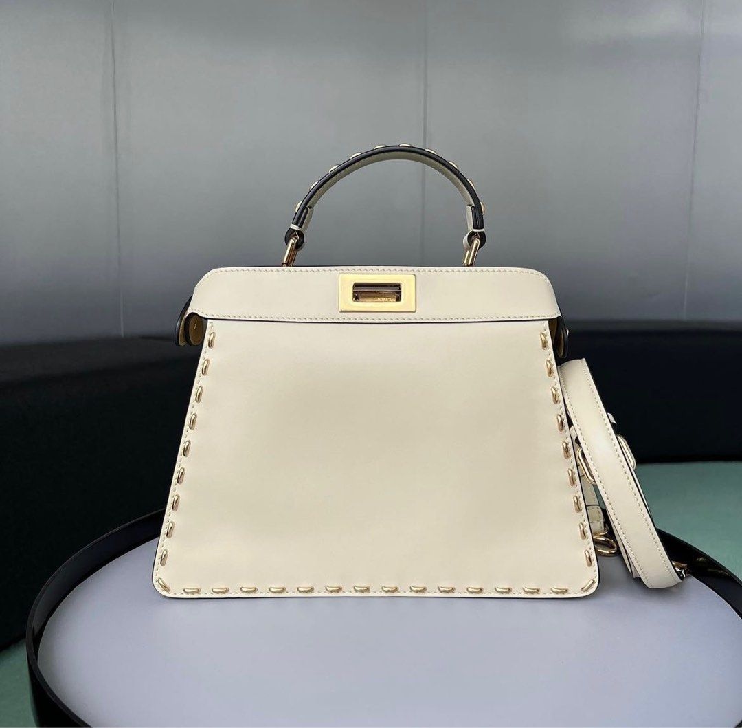 Fendi Peekaboo ISeeU Small 27 x 21 11cm Calfskin Offwhite Ghw