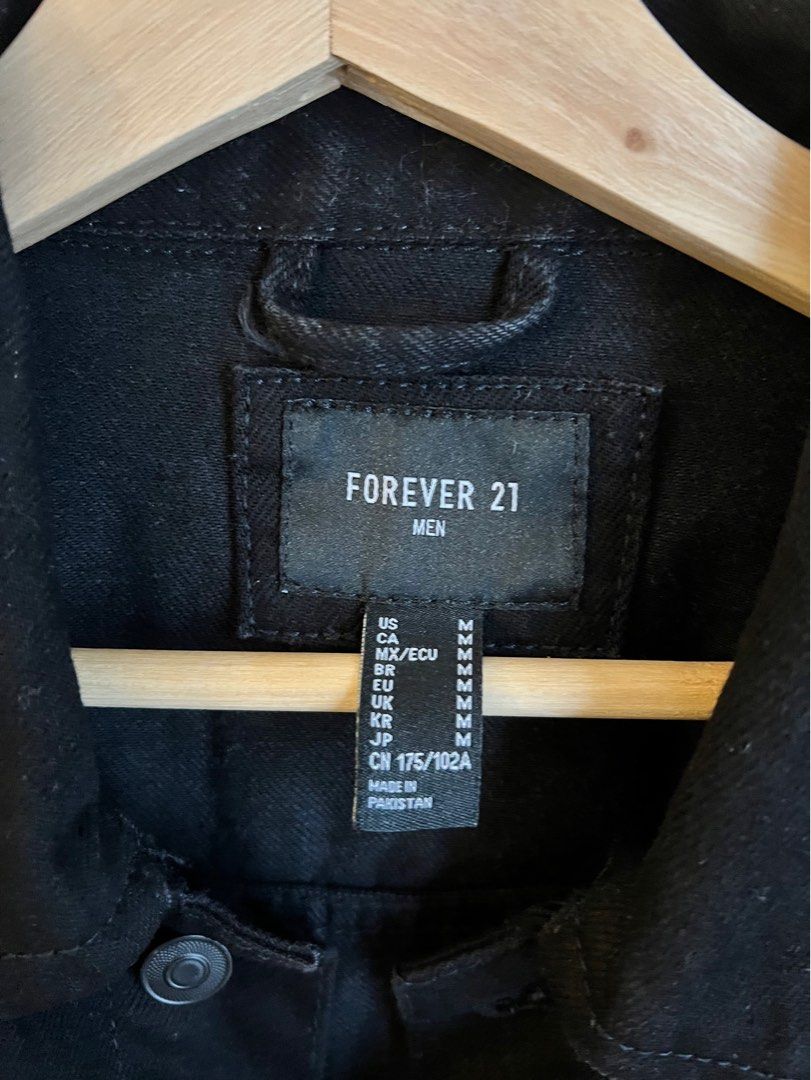 Forever 21 black denim jacket mens online