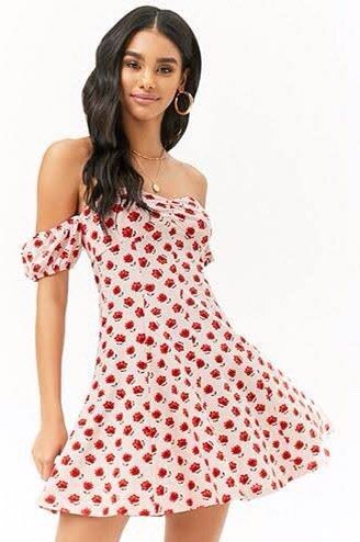Forever 21 red deals off the shoulder dress