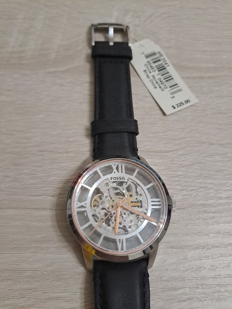 Fossil automatic watch ME3041 black strip 機械自動手錶, 男裝, 手錶