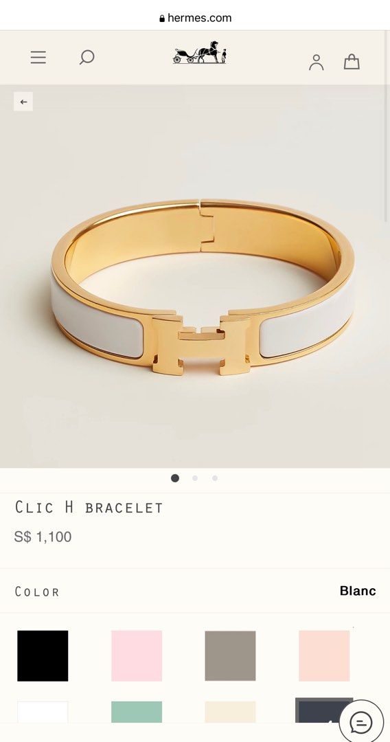FULL SET Receipt Hermes Clic H Bracelet Bangle White Blanc