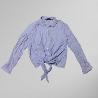 Glassons Tied Shirt Blouse Striped Blue