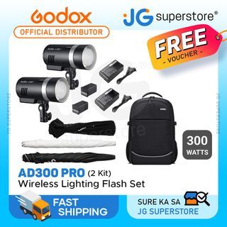 Godox AD300PRO 2-Light Kit 300W Camera Flash Head LED Light with Backpack & Octa Softbox for Photography, Outdoor and Indoor Studio Shoot | JG Superstore