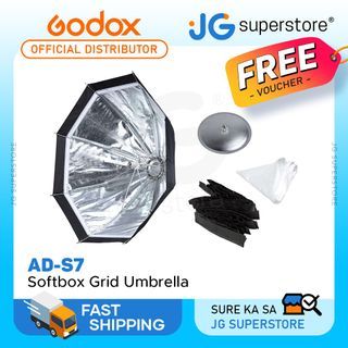 Godox AD-S7 47cm Multifunctional Folding Octagonal Softbox Grid Umbrella with Silver Disc, Diffusion Cover, Honeycomb Cover for Speedlite WISTRO Flash AD200/AD180/AD360II Studio Photography | JG Superstore