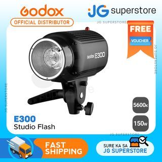 Godox E300 Kit Studio Photography Strobe Set with 300W Flash Heads, Light Stands, 60x60 cm Softbox, Wireless Trigger, Carry Bag with Wheels | JG Superstore