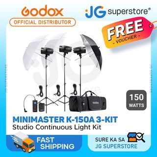 Godox MiniMaster K-150A 3-KIT Studio Photography Triple Studio Continuous Light Set Kit with 150W Flash Heads, Wireless Trigger, Light Stands, Parabolic Diffusers, Reflector and Carrying Bag for Studio Photography & Lighting  | JG Superstore