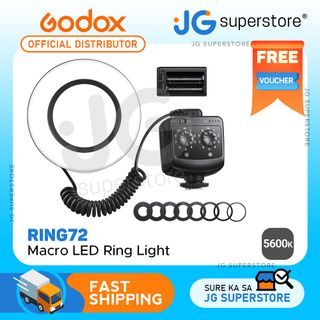 Godox RING72 Macro LED Ring Light with Dual Power Supply 72pcs Lamp Beads 49mm to 77mm Adapter Rings 5600k Color Temperature for Macro and Close-Up Imaging | JG Superstore