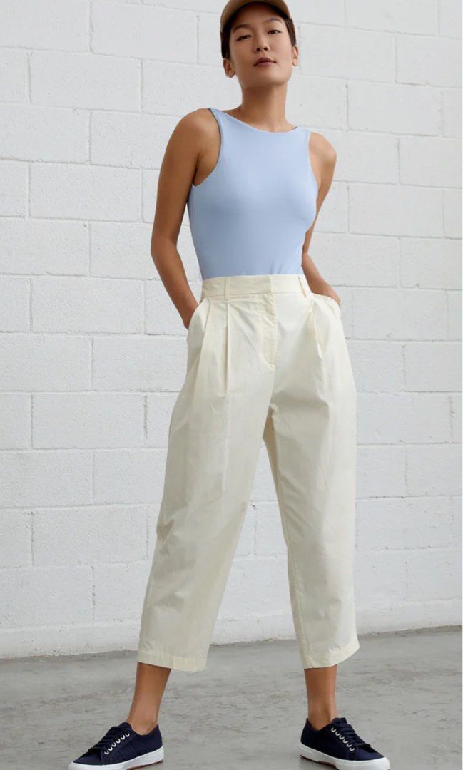 Good Addition Cotton Tailored Trousers in White UK 14 Women s