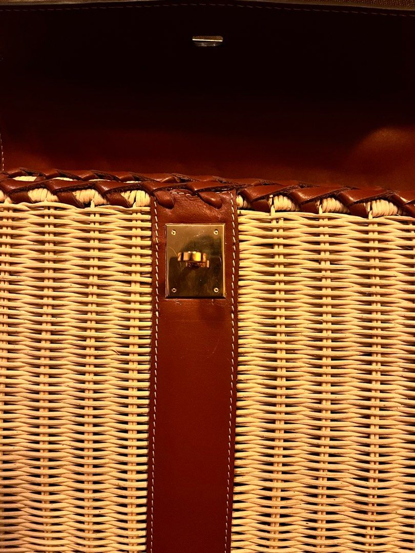 Wicker and hotsell leather bag