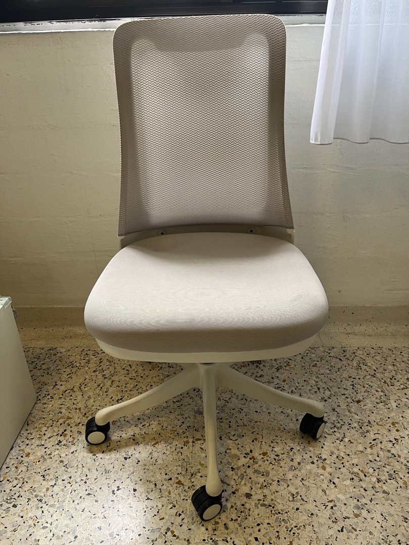 Grey and White Office Chair with Armrests, Furniture & Home Living, Furniture, Chairs on Carousell