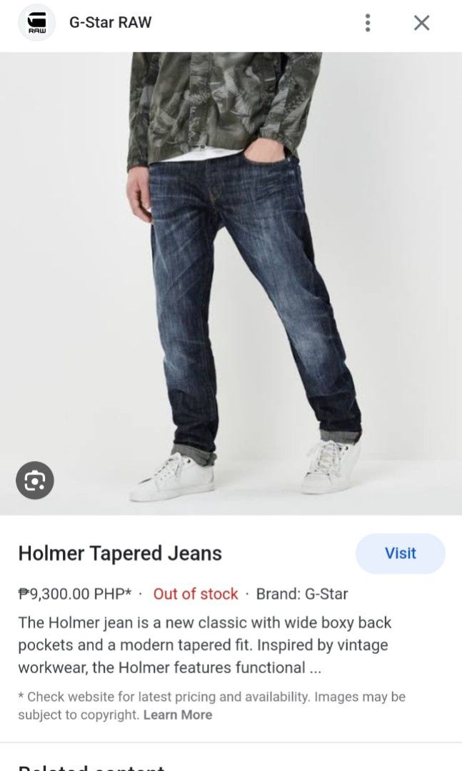 G STAR RAW Holmer Tapered Jeans Men s Fashion Bottoms Jeans on