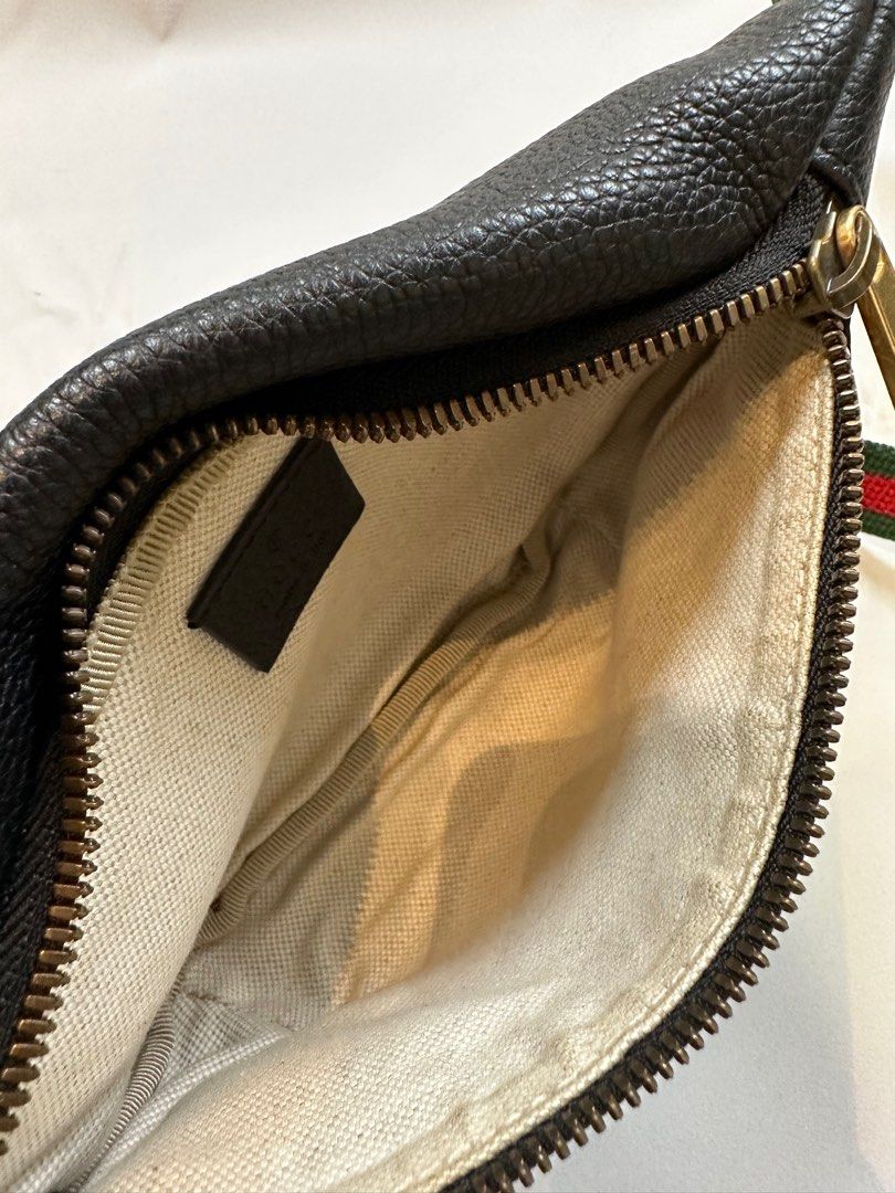 Gucci print leather shop belt bag black