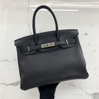 Sold at Auction: Hermes 25cm Navy Swift Leather Birkin PHW W/Twilly