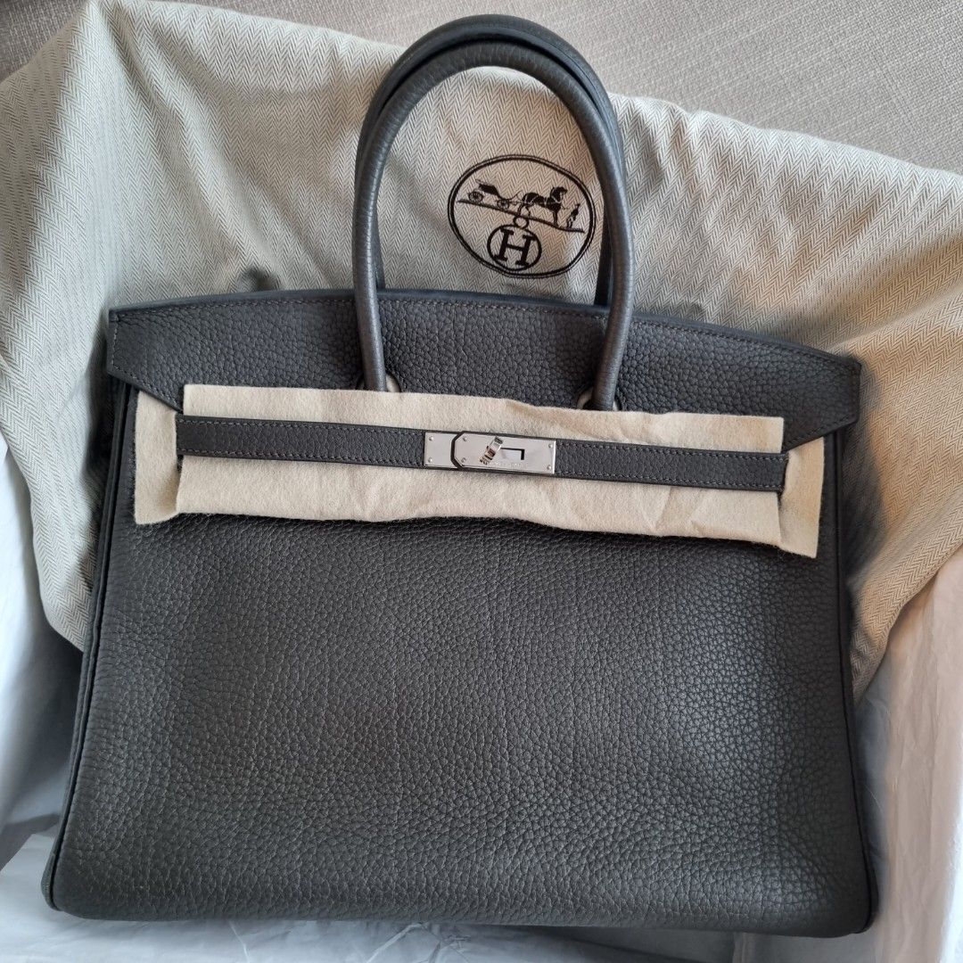 Hermes Birkin bag 35 Caban Clemence leather Silver hardware