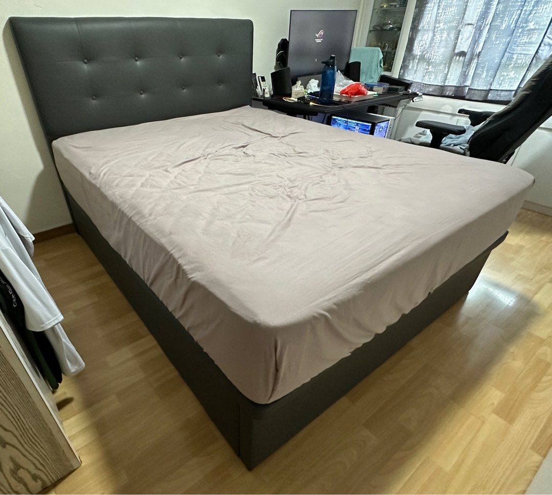 High Queen Size Storage Bed Frame 15” Height, Furniture & Home Living,  Furniture, Bed Frames & Mattresses On Carousell