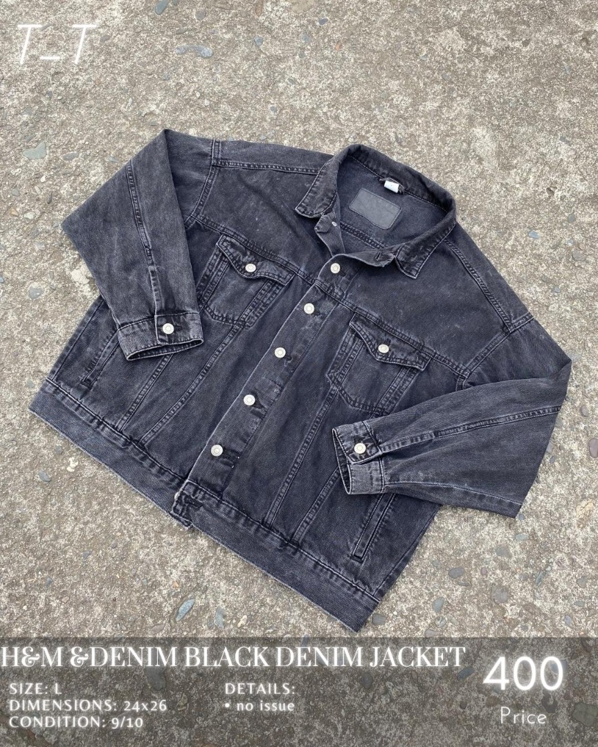 H and m black denim jacket sales