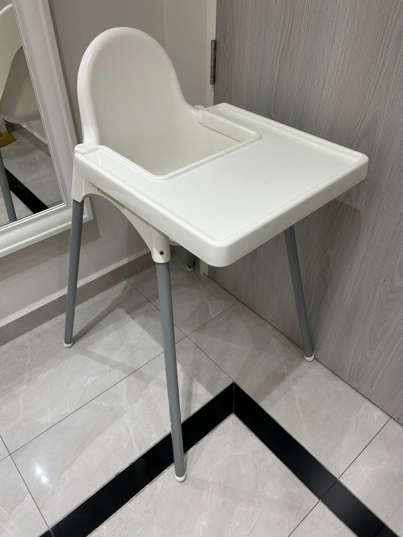 ANTILOP High chair with tray, white/silver color - IKEA
