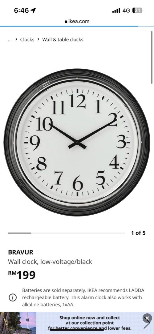 IKEA Giant Wall Clock Bravur, Furniture & Home Living, Home Decor