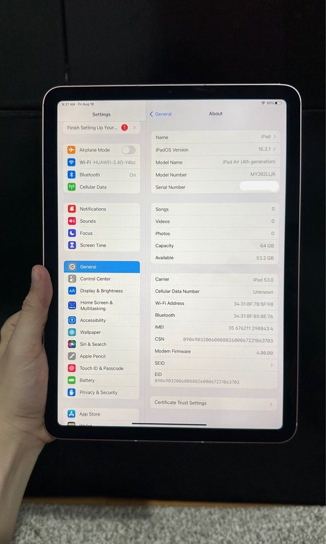 iPad Air (4th Generation) (Category: iPad) located in Quezon City. Submitted by inygadgetshop (Listing ID 1249889926, Image 1). Description: iPad Air (4th Generation) 64GB Rosegold Wifi + Cellular NO ISSUE We do ship nationwide 📦 COD around Metro Manila Meet up preference: SM Mega/Cubao Gateway.