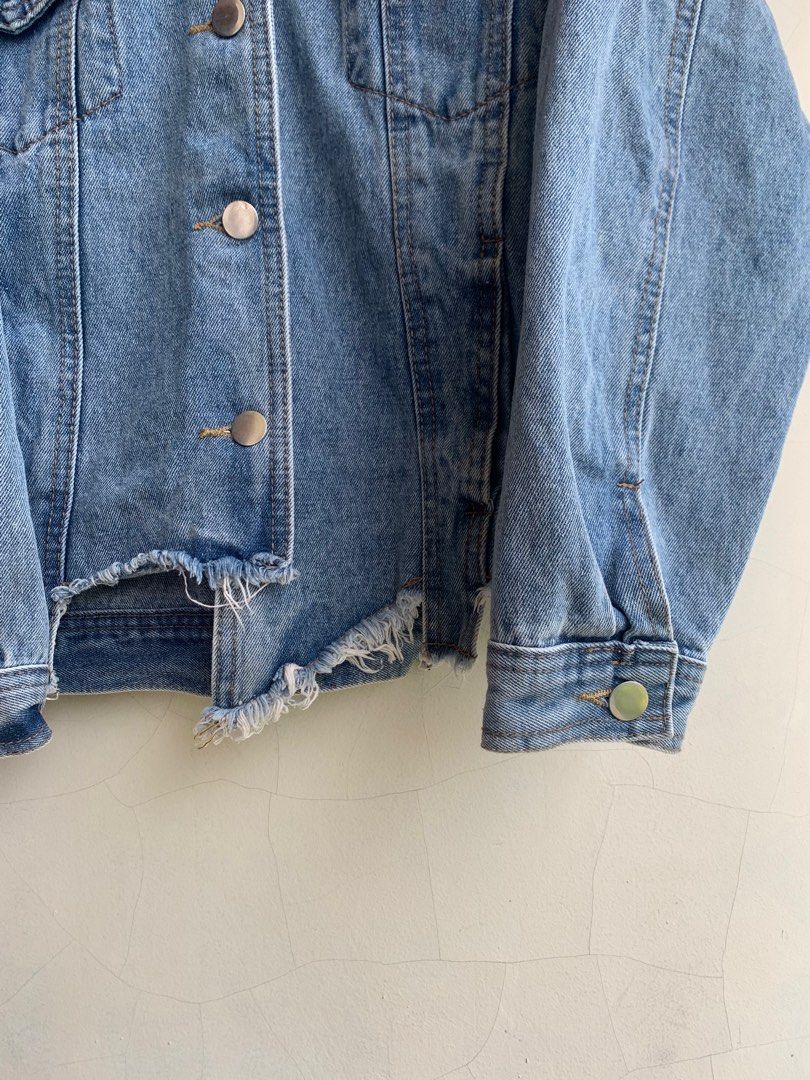 Jacket Jeans Ripped Wanita Jacket Jeans Crop Ripped Cewek Jacket Jeans