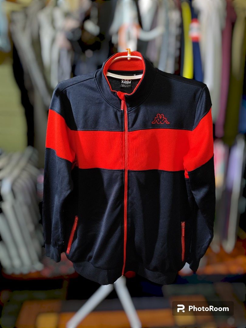 Kappa Full Zip Long Sleeve Solid Red Iconic Track Jacket Mens XL Logo | eBay