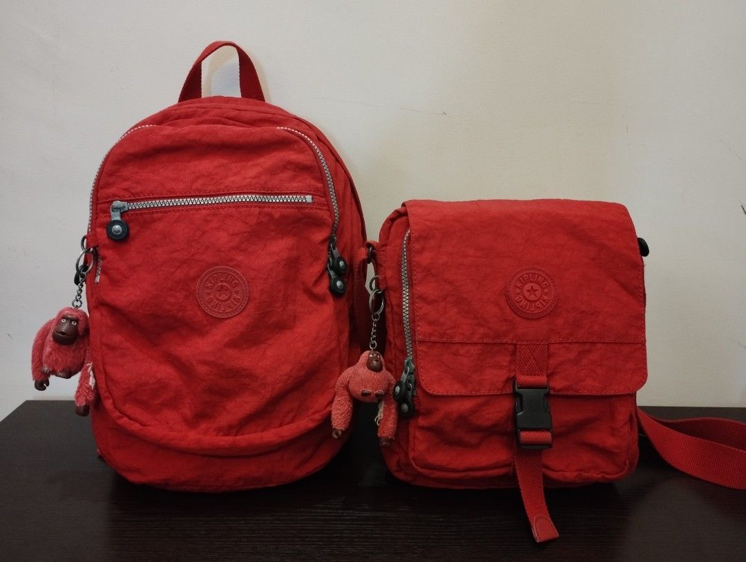 Kipling red cheap backpack