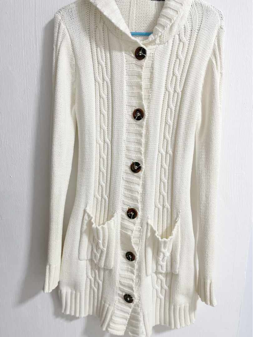 White knit cardigan womens discount