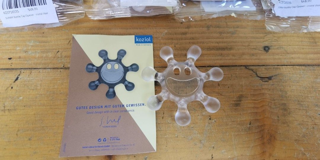 Koziol Sunny bottle cap opener (Category: Water Bottles & Tumblers) located in Quezon City. Submitted by vintagespektroom (Listing ID 1249948000, Image 1). Description: For sale Koziol Sunny bottle cap opener Made in Germany Price: 400 each If interested just text or call me 09171548596 Quezon city area Can ship at buyer's expense MOP: Lalamove COD/ Bank Transfer/ Gcash..
