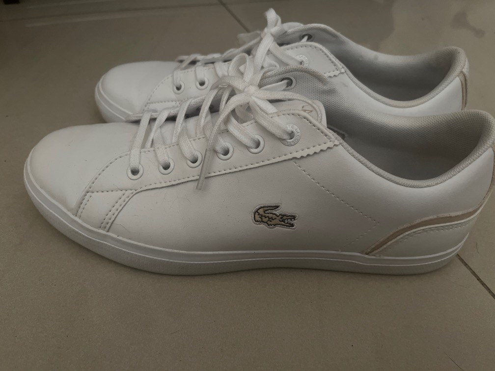 Men's lacoste shoes best sale white