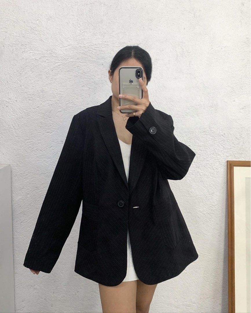 LANE BRYANT Classic Black Striped Blazer 16 XL Women s Fashion Coats Jackets and Outerwear on Carousell