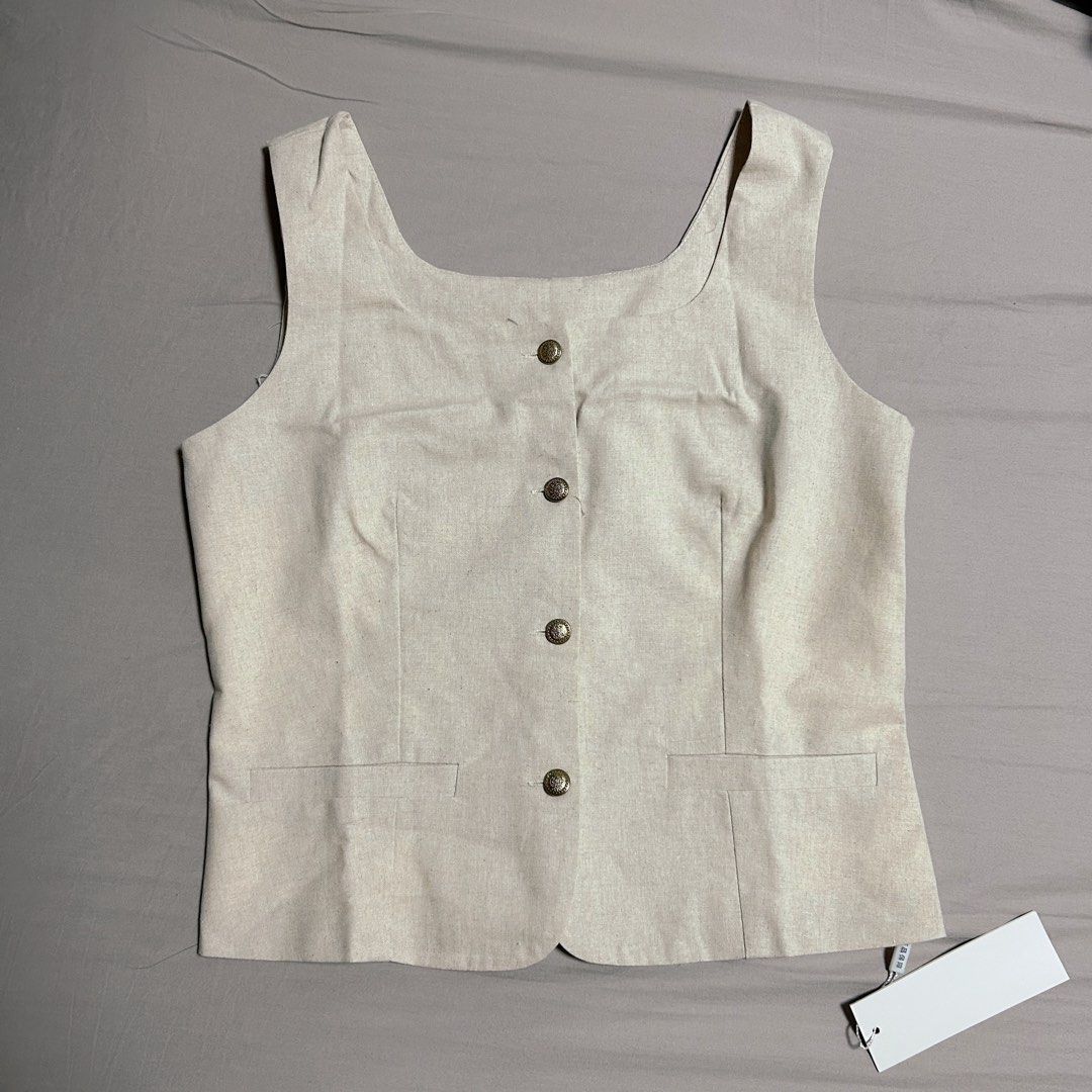 Square Neck Pique Vest Top