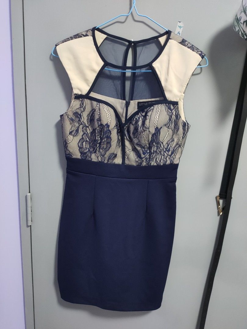 Little mistress blue lace dress top