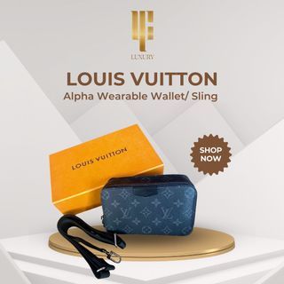 LOUIS VUITTON Giant Damier Graphite Alpha Wearable Wallet Navy