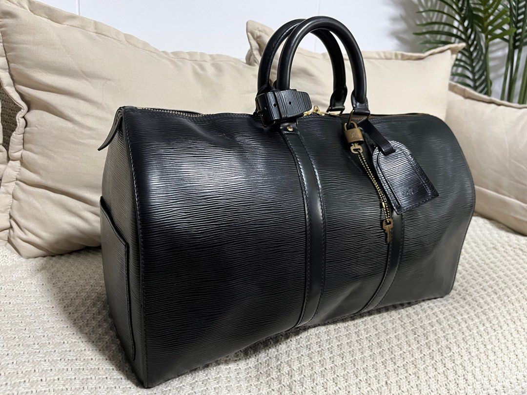 LOUIS VUITTON Epi Leather Black Keepall 45 Boston Bag