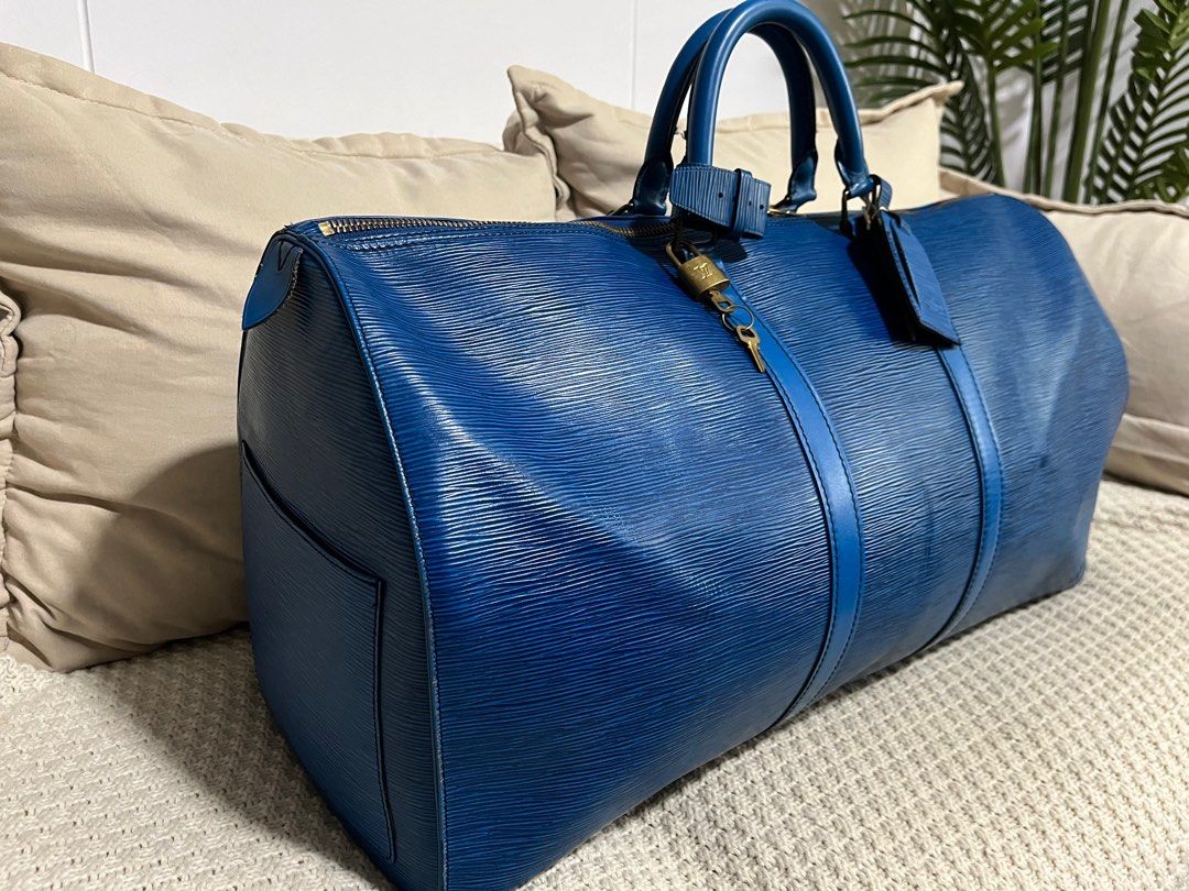 Louis Vuitton Toledo Blue Epi Leather Keepall 45 Bag Louis Vuitton