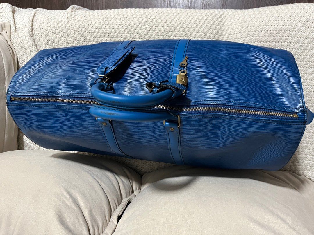 Louis Vuitton Blue Epi Leather Toledo Keepall 45 Boston Duffle Bag