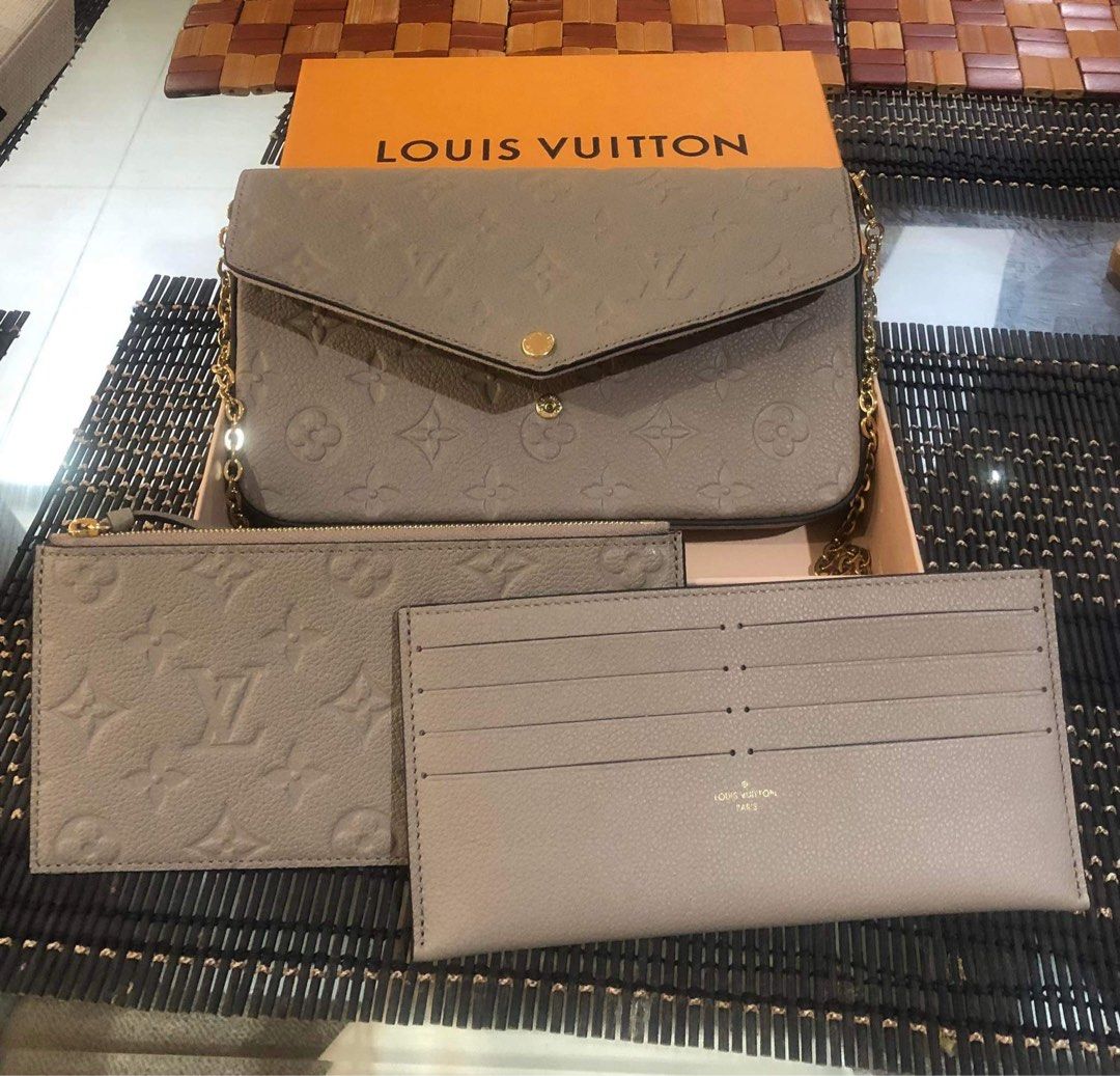 2023 LOUIS VUITTON FELICIE POCHETTE MONOGRAM EMPREINTE LEATHER POUCH -FULL  SET-, Luxury, Bags & Wallets on Carousell
