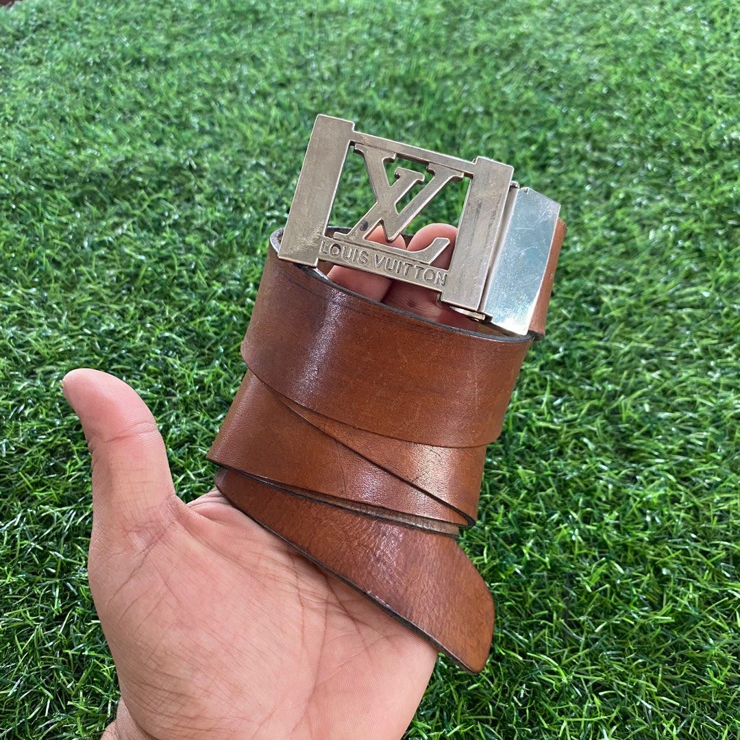 LV Louis Vuitton Silver Buckle Belt Genuine Leather Brown Men s Fashion Watches Accessories Belts on Carousell