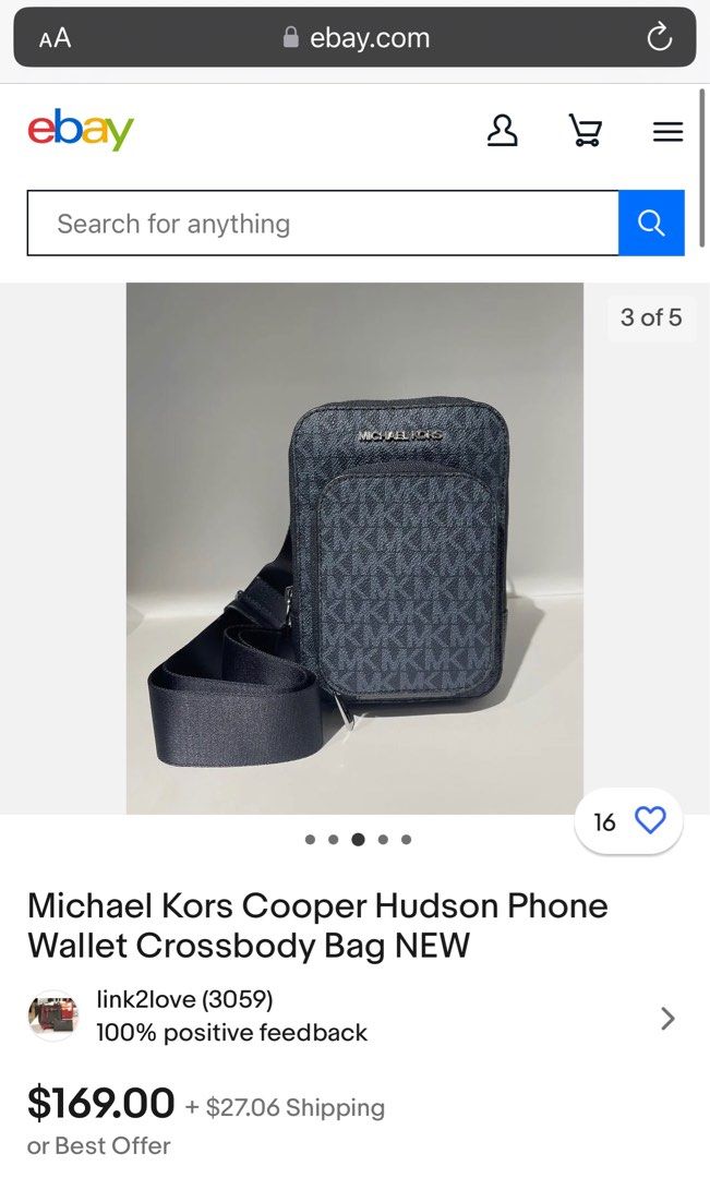 Michael Kors Cooper Hudson Phone Wallet Crossbody Bag Navy NEW