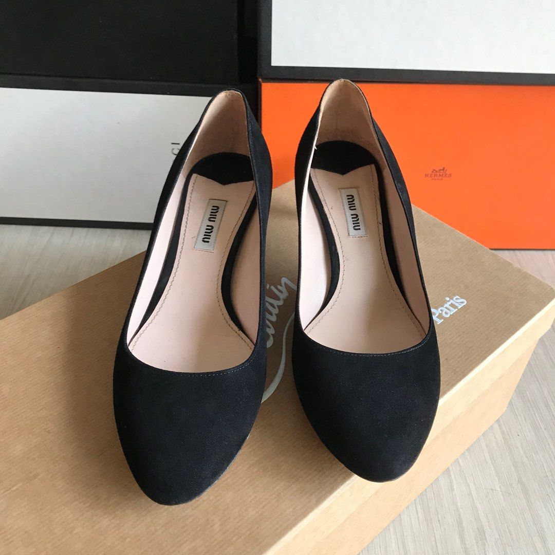 NEW MIU MIU BOW SUEDE SHOES - 38