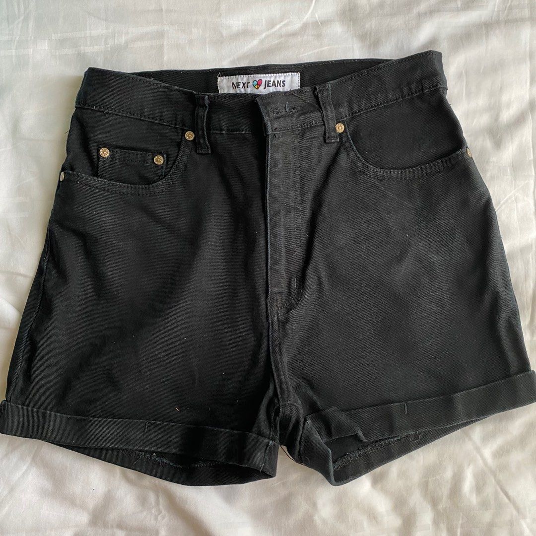 Mom shorts (Category: Shorts) located in Pasig City. Submitted by prelovedbyg_25 (Listing ID 1249852479, Image 1). Description: Next Jeans mom shorts Black Size M can fit up to 27-29 No flaws.