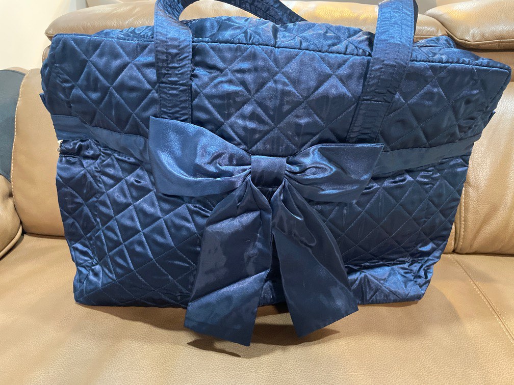 NaRaYa Satin Quilted with Bow Travel Bag (Navy)