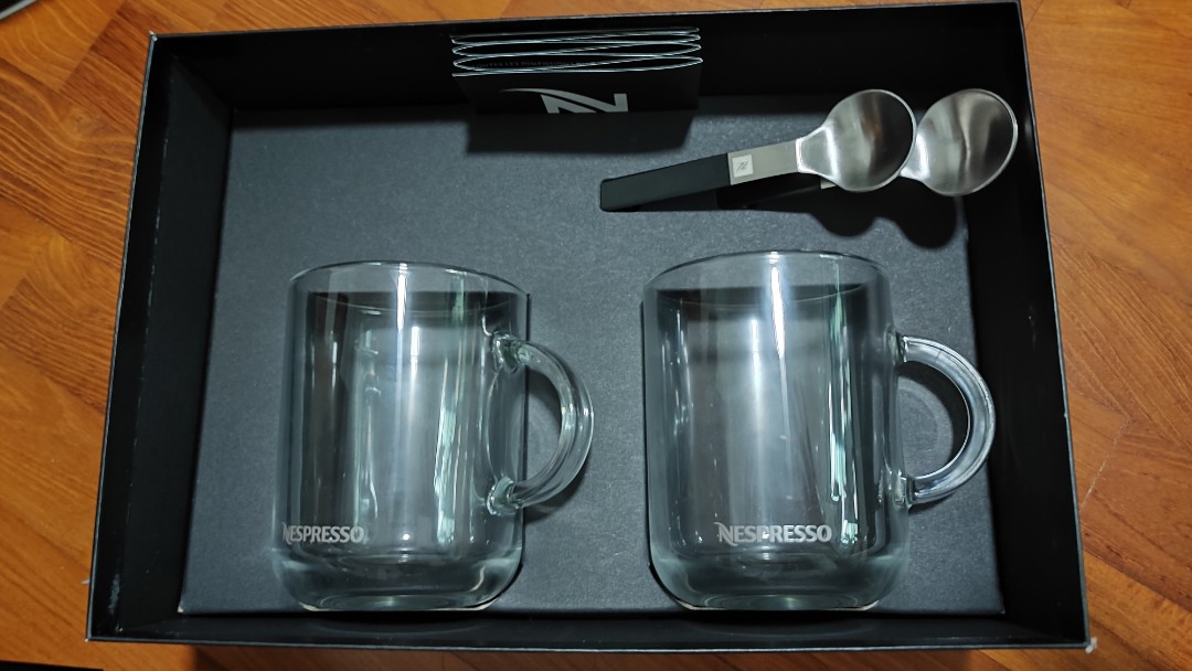 Nespresso 2x Vertuo Coffee Mugs and 2 spoons, Furniture & Home Living,  Kitchenware & Tableware, Coffee & Tea Tableware on Carousell