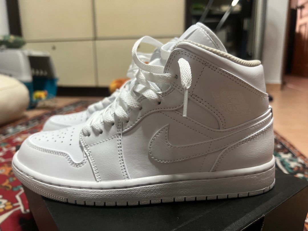 Air jordan 1 mid white white white online