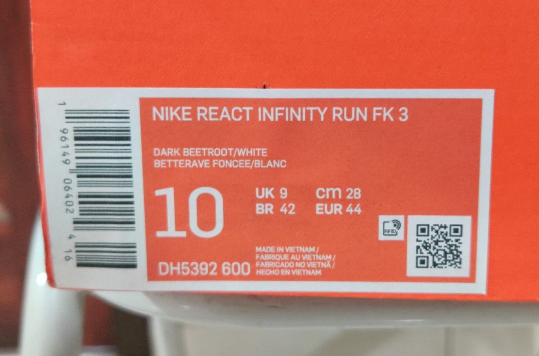 Nike react best sale size chart