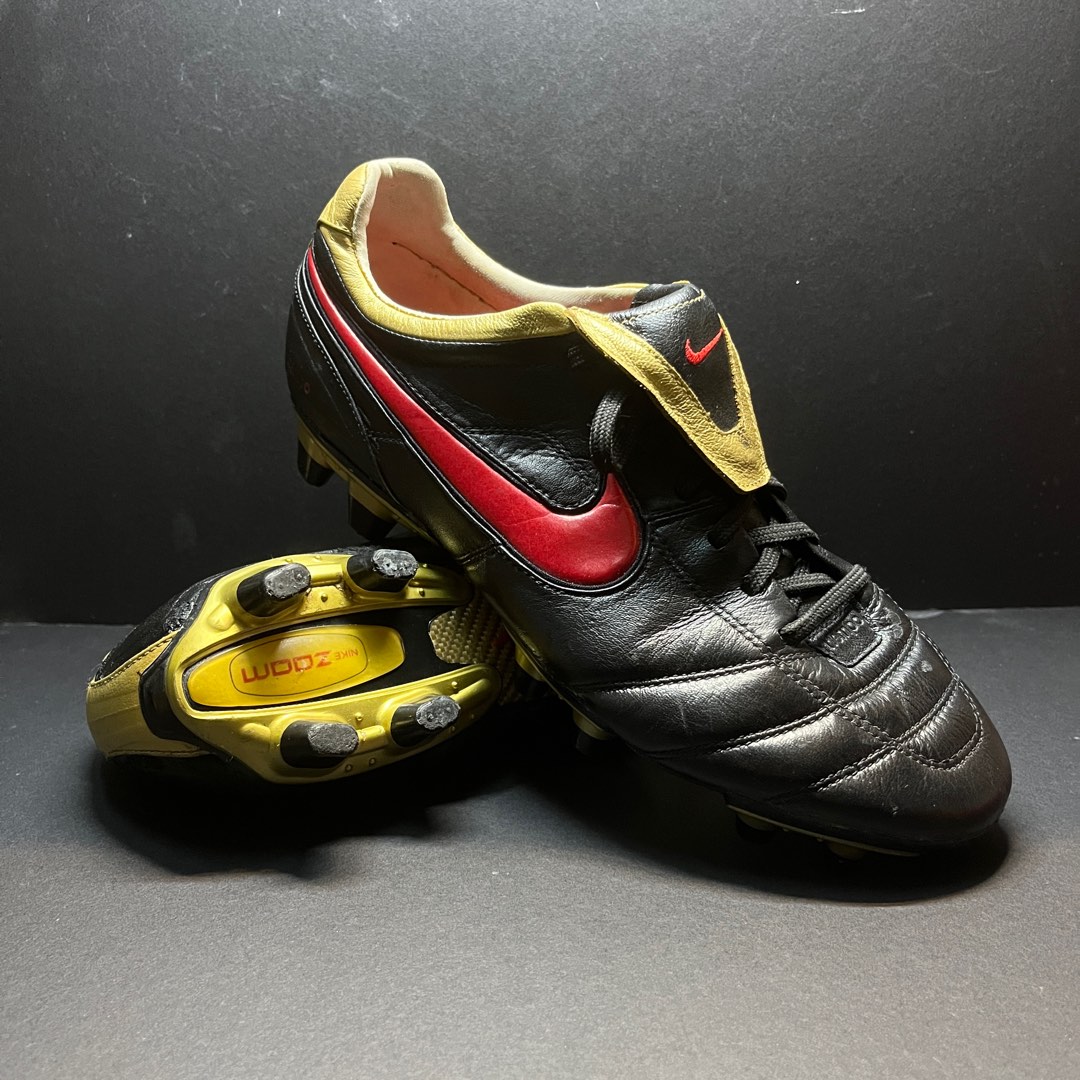 Nike Tiempo Legend Air Zoom II Black Gold Red FG RARE Men s Fashion Footwear Boots on Carousell